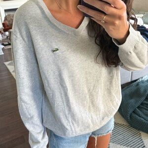 Grey Lacoste v neck sweater
